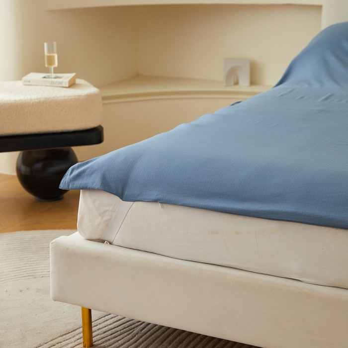 91家纺网 家纺一手货源 找家纺 荣轩家居 2023新款泡泡纱睡袋 青花蓝