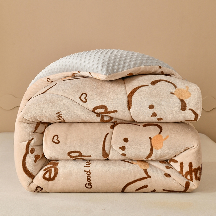 91家纺网 家纺一手货源 找家纺 梦初语 2023新款A类双面牛奶绒豆豆被冬被芯被子春秋被 唯美小兔