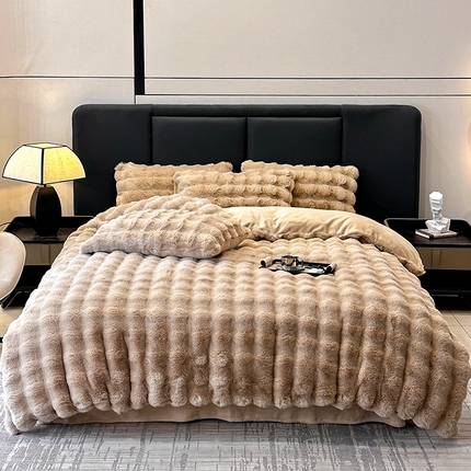 91家纺网 家纺一手货源 找家纺 （汇总）宜代光年 2023新款A版渐变色兔毛绒B版牛奶绒兔兔绒四件套