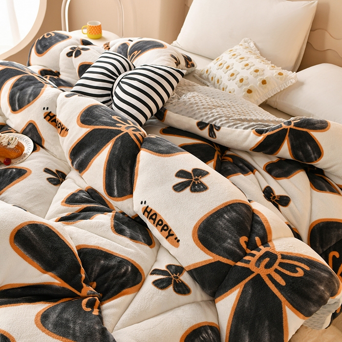 91家纺网 家纺一手货源 找家纺 梦初语 2023新款A类双面牛奶绒豆豆被冬被芯被子春秋被 优雅蝴蝶结