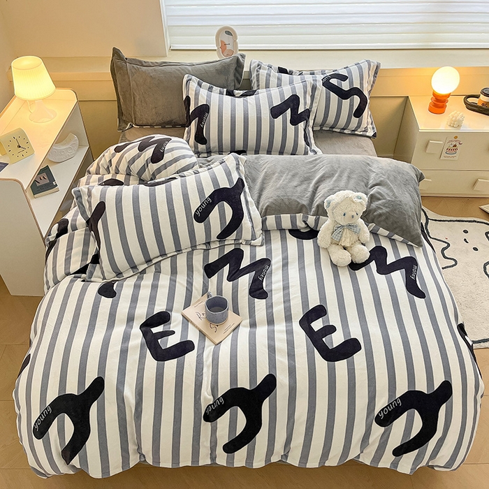 91家纺网 家纺一手货源 找家纺 （总）金丝鸟家纺 2023新款220g全消光简约款牛奶绒四件套