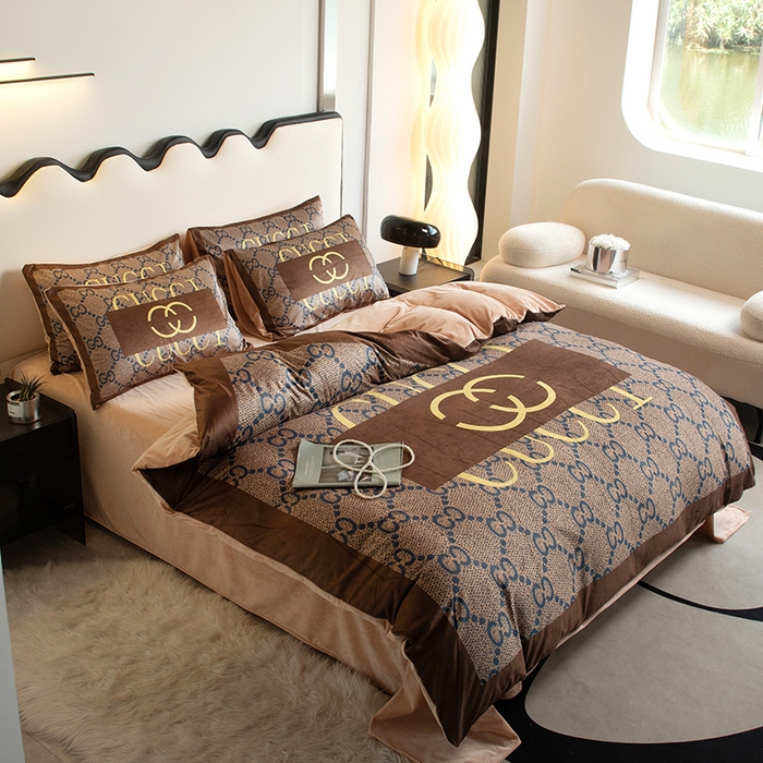 91家纺网 家纺一手货源 找家纺 摩卡 2024新款秋冬新品网红款婴儿绒毛四件套 经典咖