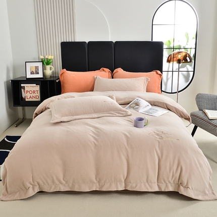 91家纺网 家纺一手货源 找家纺 （总）席之家 2024新款A类纯色加厚牛奶绒四件套