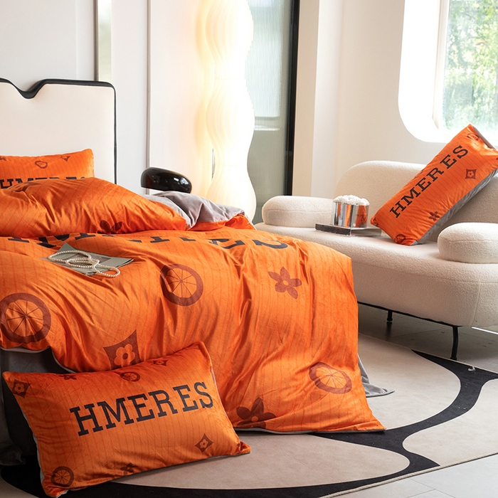 91家纺网 家纺一手货源 找家纺 摩卡 2024新款秋冬新品网红款婴儿绒毛四件套 爱玛橙