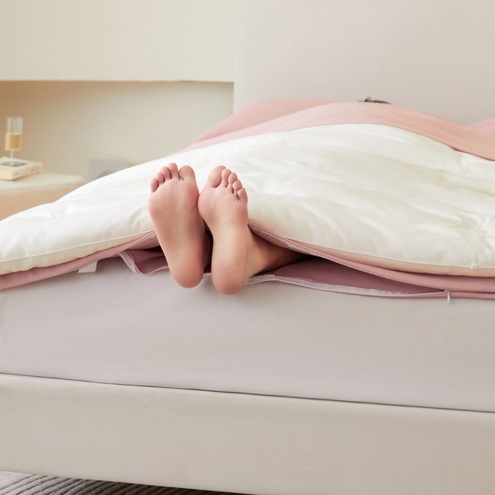 91家纺网 家纺一手货源 找家纺 荣轩家居 2023新款泡泡纱睡袋 桃粉