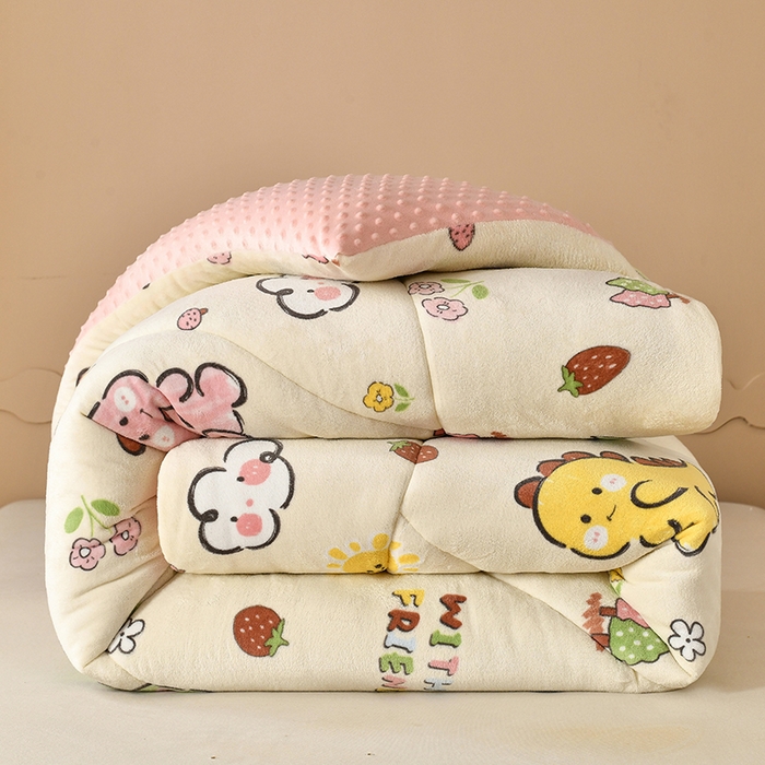 91家纺网 家纺一手货源 找家纺 梦初语 2023新款A类双面牛奶绒豆豆被冬被芯被子春秋被 恐龙天空