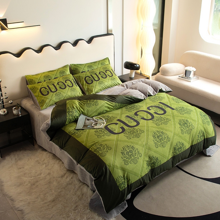 91家纺网 家纺一手货源 找家纺 摩卡 2024新款秋冬新品网红款婴儿绒毛四件套 复古绿