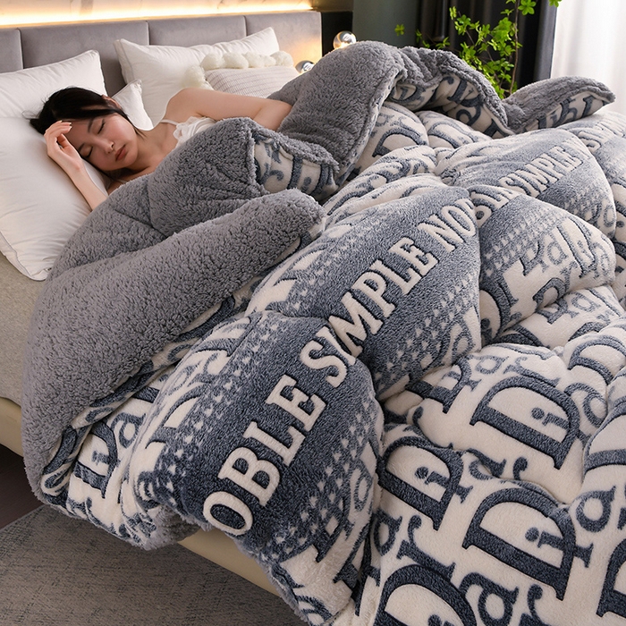 91家纺网 家纺一手货源 找家纺 金灵居 2025新款雪花绒羊羔绒冬被子被芯春秋被 D时代