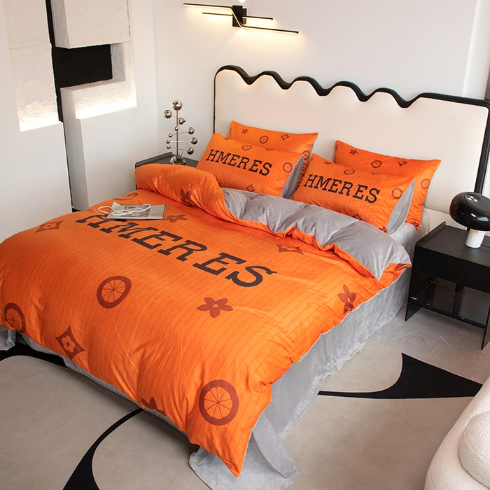 91家纺网 家纺一手货源 找家纺 摩卡 2024新款秋冬新品网红款婴儿绒毛四件套 爱玛橙