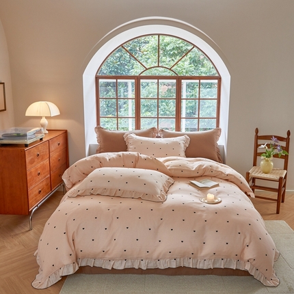 91家纺网 家纺一手货源 找家纺 （总）本希 2023新款秋冬全棉a类双层纱四件套-法式