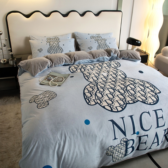 91家纺网 家纺一手货源 找家纺 摩卡 2024新款秋冬新品网红款婴儿绒毛四件套 萌迪