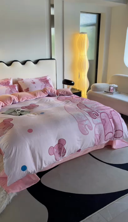 91家纺网 家纺一手货源 找家纺 摩卡 2024新款秋冬新品网红款婴儿绒毛四件套 流沙