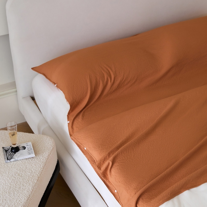 91家纺网 家纺一手货源 找家纺 荣轩家居 2023新款泡泡纱睡袋 砖红