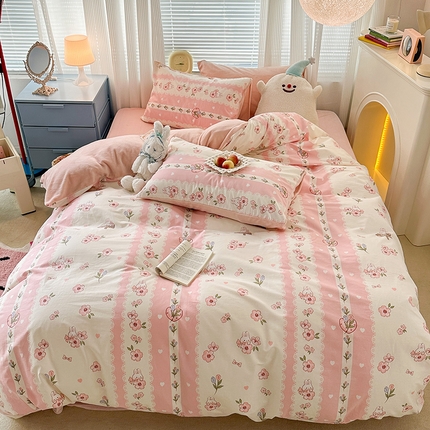 91家纺网 家纺一手货源 找家纺 （总）昔可家纺 2023新款y2k卡通印花系列棉加绒四件套