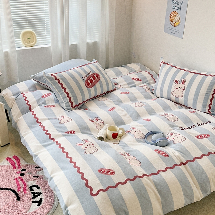 91家纺网 家纺一手货源 找家纺 （总）昔可家纺 2023新款大版数码印花保暖牛奶绒四件套