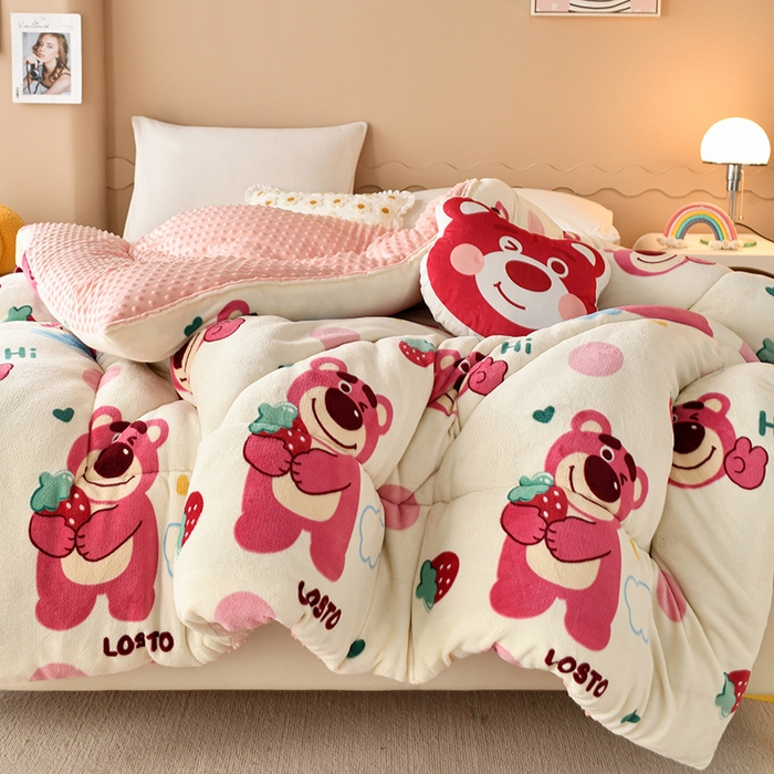 91家纺网 家纺一手货源 找家纺 （总）梦初语 2023新款A类双面牛奶绒豆豆被冬被芯被子春秋被