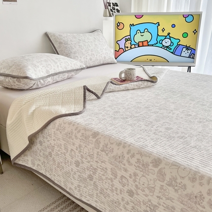 茉夕家纺 2023新款跑量款纯棉高温水洗床盖 白白熊