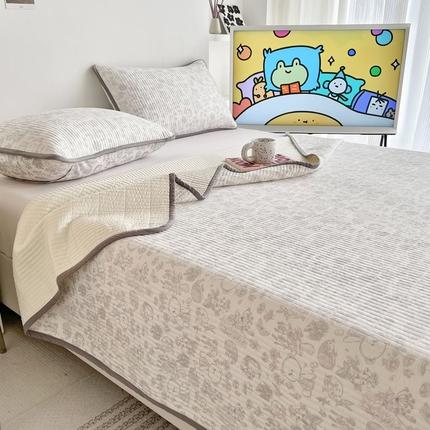 91家纺网 家纺一手货源 找家纺 （总）茉夕家纺 2023新款跑量款纯棉高温水洗床盖