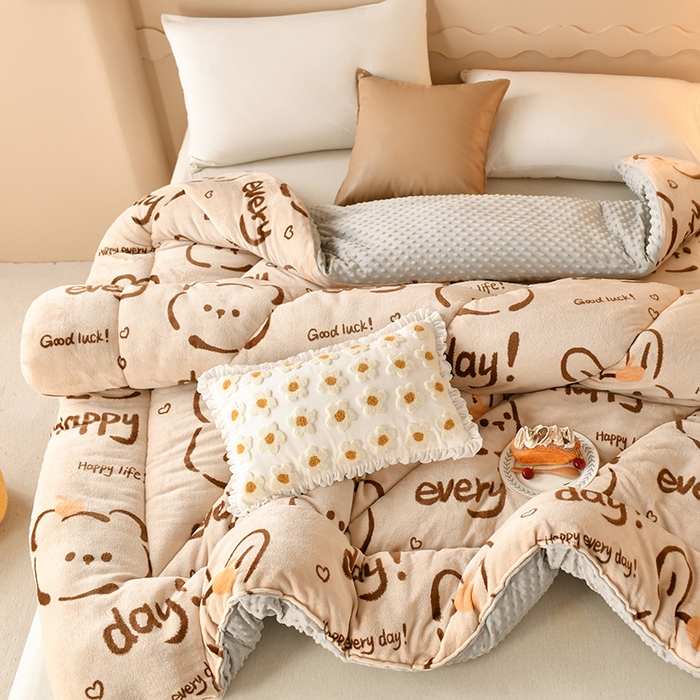 91家纺网 家纺一手货源 找家纺 梦初语 2023新款A类双面牛奶绒豆豆被冬被芯被子春秋被 唯美小兔