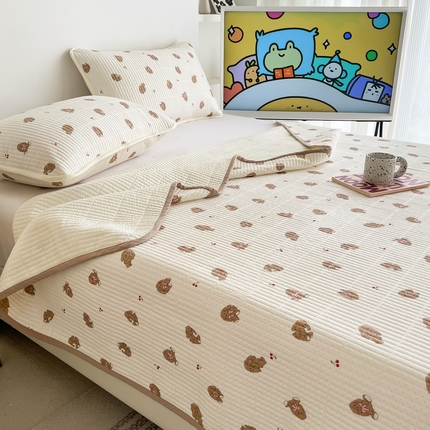 茉夕家纺 2023新款跑量款纯棉高温水洗床盖 贝妮兔