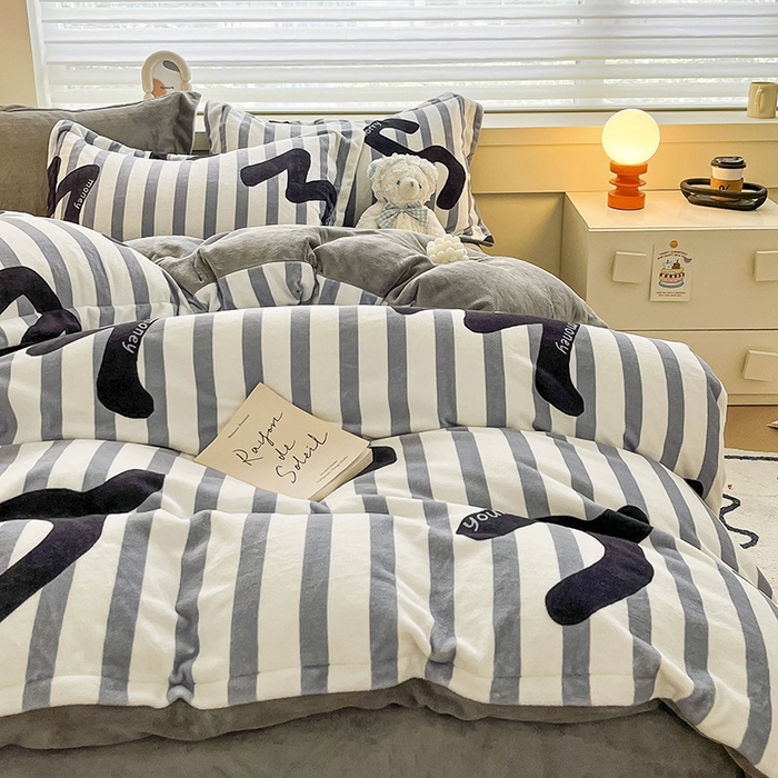 91家纺网 家纺一手货源 找家纺 （总）金丝鸟家纺 2023新款220g全消光简约款牛奶绒四件套