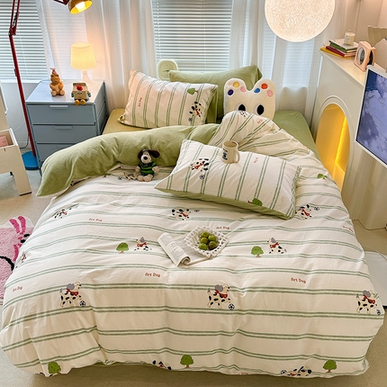 91家纺网 家纺一手货源 找家纺 （总）昔可家纺 2023新款y2k卡通印花系列棉加绒四件套
