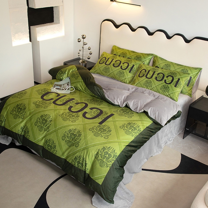 91家纺网 家纺一手货源 找家纺 摩卡 2024新款秋冬新品网红款婴儿绒毛四件套 复古绿