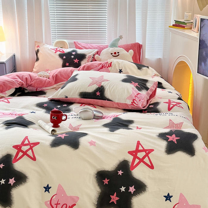 91家纺网 家纺一手货源 找家纺 （总）昔可家纺 2023新款y2k卡通印花系列棉加绒四件套