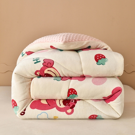 梦初语 2023新款A类双面牛奶绒豆豆被冬被芯被子春秋被 草莓小熊