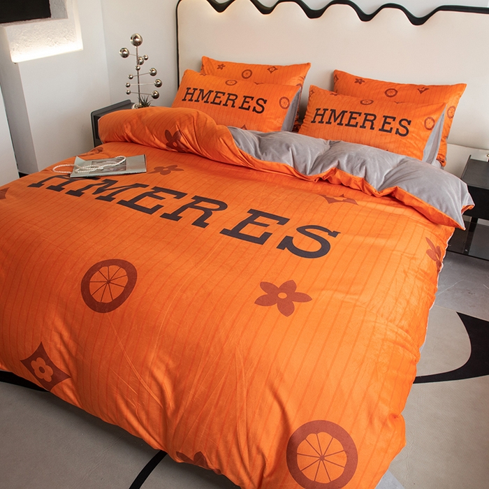 91家纺网 家纺一手货源 找家纺 摩卡 2024新款秋冬新品网红款婴儿绒毛四件套 爱玛橙