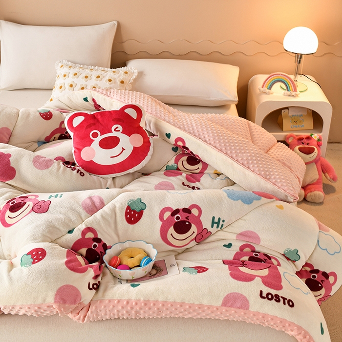 91家纺网 家纺一手货源 找家纺 （总）梦初语 2023新款A类双面牛奶绒豆豆被冬被芯被子春秋被