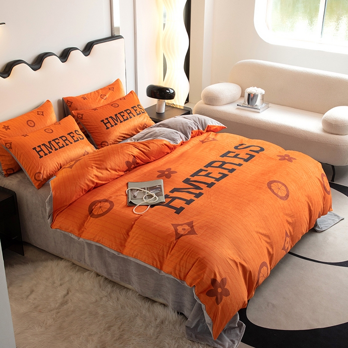 91家纺网 家纺一手货源 找家纺 摩卡 2024新款秋冬新品网红款婴儿绒毛四件套 爱玛橙