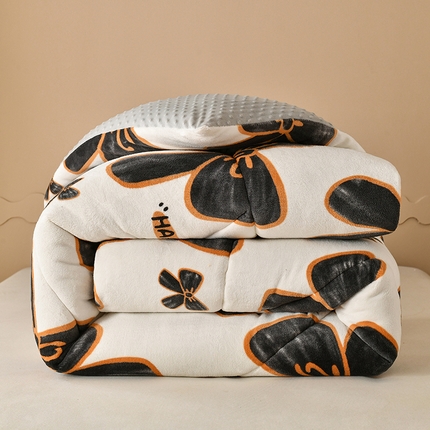 梦初语 2023新款A类双面牛奶绒豆豆被冬被芯被子春秋被 优雅蝴蝶结