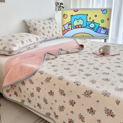 91家纺网 家纺一手货源 找家纺 （总）茉夕家纺 2023新款跑量款纯棉高温水洗床盖