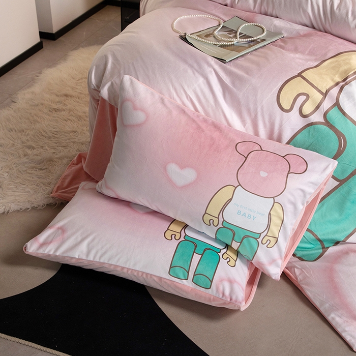 91家纺网 家纺一手货源 找家纺 摩卡 2024新款秋冬新品网红款婴儿绒毛四件套 炫彩