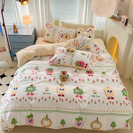 91家纺网 家纺一手货源 找家纺 （总）昔可家纺 2023新款y2k卡通印花系列棉加绒四件套