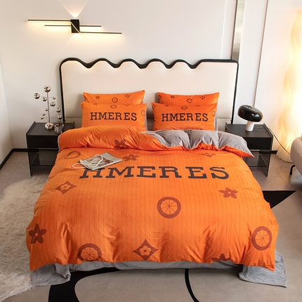 摩卡 2024新款秋冬新品网红款婴儿绒毛四件套 爱玛橙