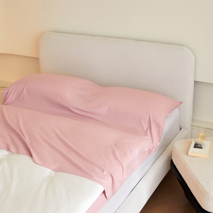 91家纺网 家纺一手货源 找家纺 荣轩家居 2023新款泡泡纱睡袋 桃粉