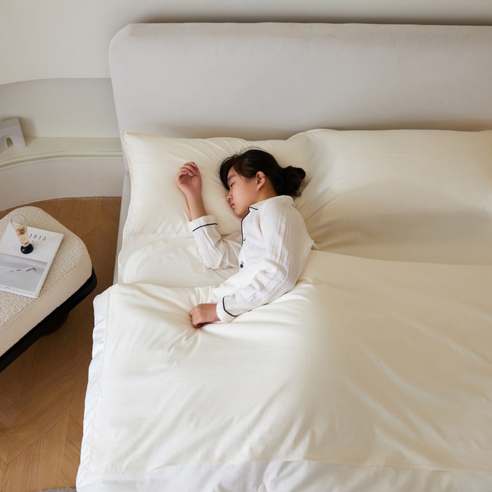 91家纺网 家纺一手货源 找家纺 荣轩家居 2023新款泡泡纱睡袋 奶白