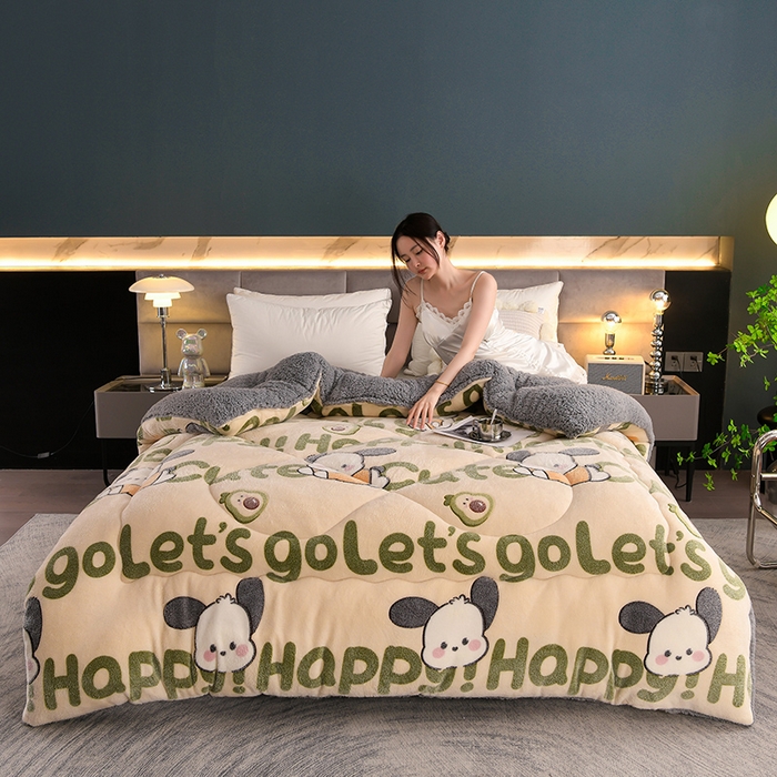 91家纺网 家纺一手货源 找家纺 金灵居 2025新款雪花绒羊羔绒冬被子被芯春秋被 萌宠乐园