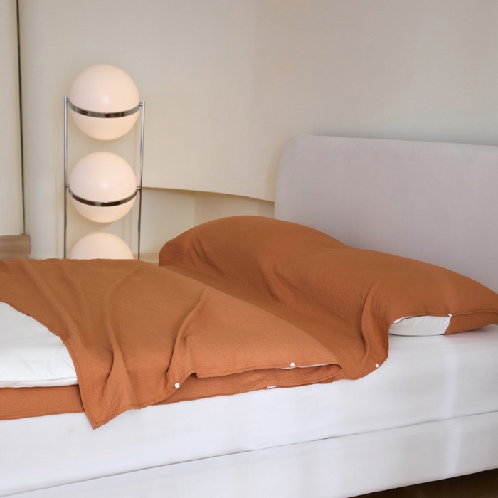 91家纺网 家纺一手货源 找家纺 荣轩家居 2023新款泡泡纱睡袋 砖红