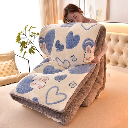 金灵居 2025新款雪花绒羊羔绒冬被子被芯春秋被 爱心满满