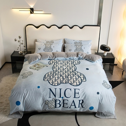 91家纺网 家纺一手货源 找家纺 摩卡 2024新款秋冬新品网红款婴儿绒毛四件套 萌迪