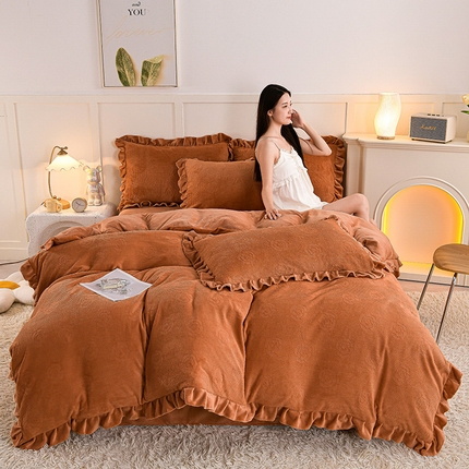 91家纺网 家纺一手货源 找家纺 （总）苏迪 2025新款牛奶绒四件套-山茶花