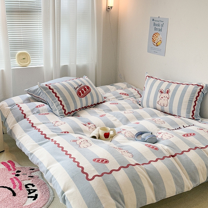 91家纺网 家纺一手货源 找家纺 （总）昔可家纺 2023新款大版数码印花保暖牛奶绒四件套