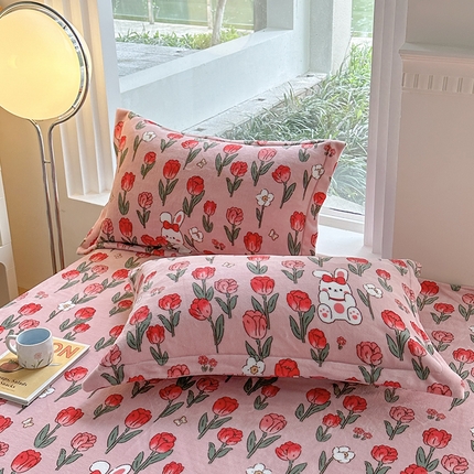 梦精灵家纺 2025新款软糯舒适牛奶绒印花单品-单枕套 玫瑰乐园