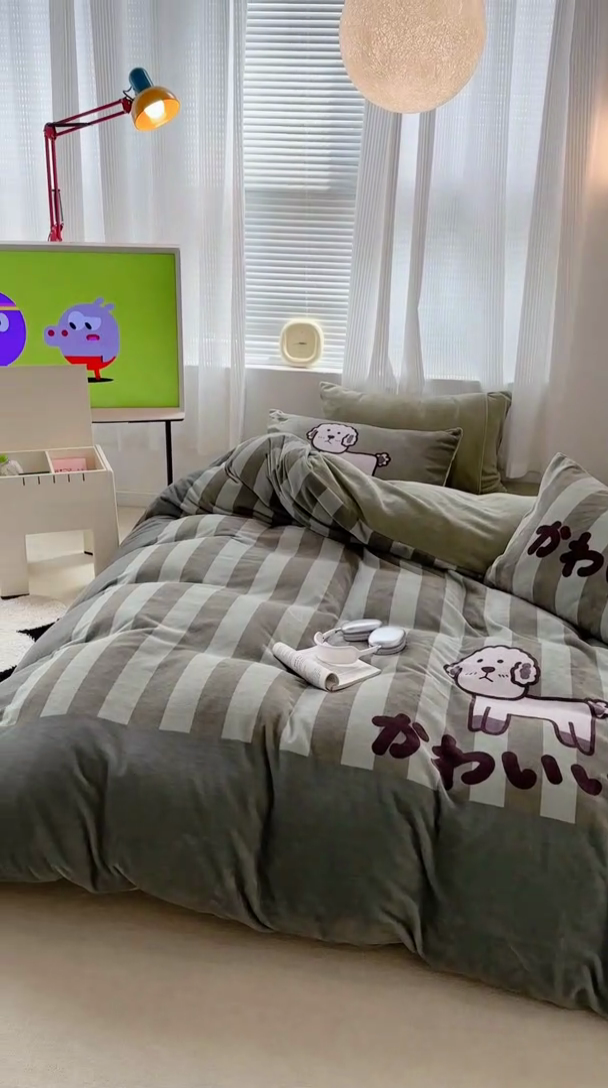 91家纺网 家纺一手货源 找家纺 昔可家纺 2023新款大版数码印花保暖牛奶绒四件套 羊咩咩