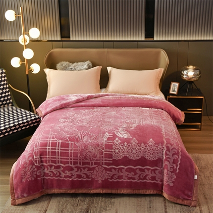 91家纺网 家纺一手货源 找家纺 宜派家纺 2023新款双层拉舍尔云毯 出水芙蓉-豆沙