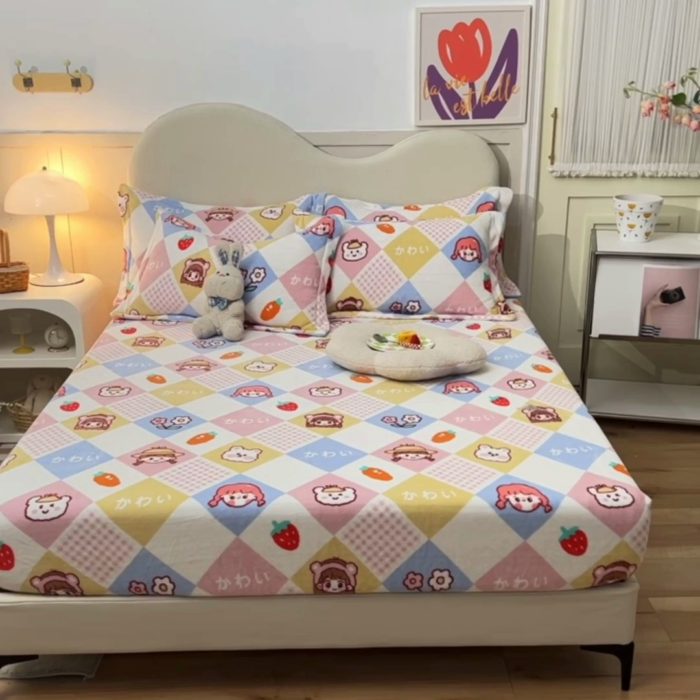 91家纺网 家纺一手货源 找家纺 甜之梦 2025新款印花牛奶绒单品床笠可定制任何尺寸（可接异型缺角） 诗雨恋人