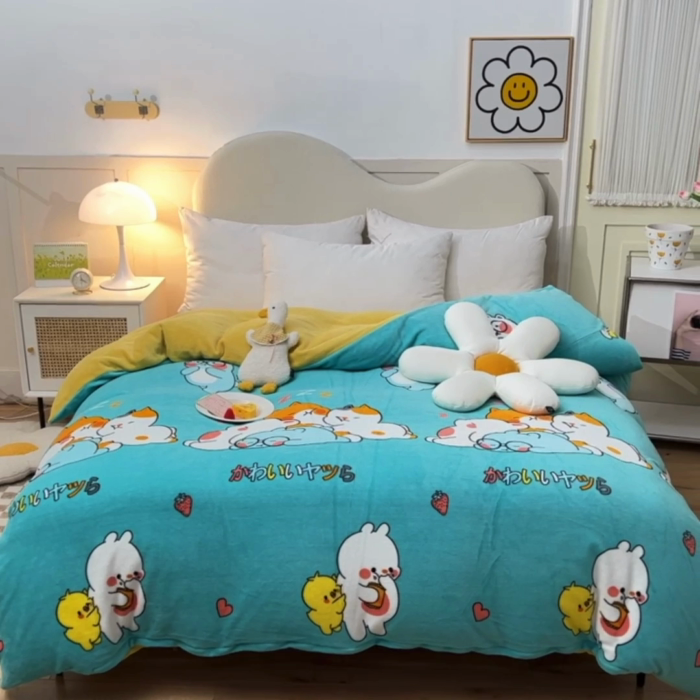 91家纺网 家纺一手货源 找家纺 甜之梦家纺2025新款印花牛奶绒单品被套可定制任何尺寸乖乖熊